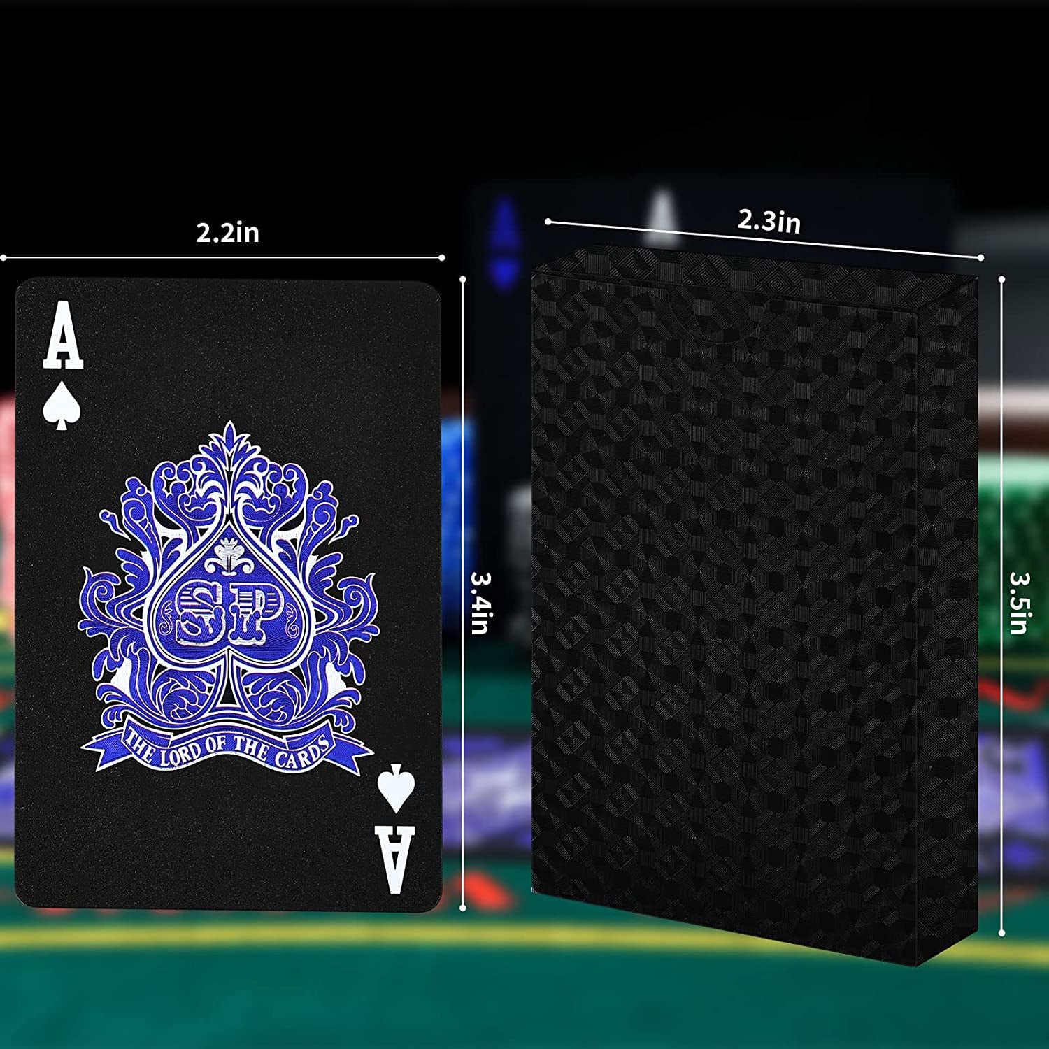 Black Playing Cards , Waterproof Poker Cards, PET Playing Cards with Box Suitable for Pool, Beach, Camping, Party, Family or Friend Card Games