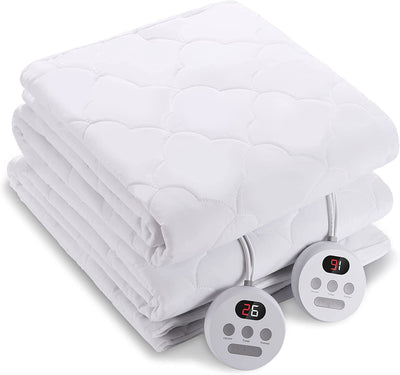 Heated Mattress Pad Queen Size 60"X80" Cover Comfort Soft Cloud Pattern with Dual Controllers, 10 Heating Levels & 10 Hours Timer Auto Shut Off, Electric Bed Warmer Pad up to 15" Deep Pocket