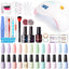 Gellen 12 Colors Colorful Rainbow Gel Nail Polish Starter Manicure Sets - with 72W UV/LED Nail Lamp