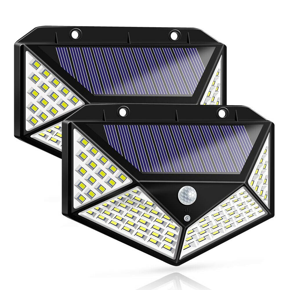 2 Pack 100 LED Solar Power Motion Sensor Outdoor Garden Lamp 