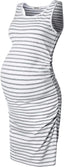  Maternity Tank Dress Bodycon Sleeveless Casual Short Ruched Midi Fitted Dress for Pregnant Women