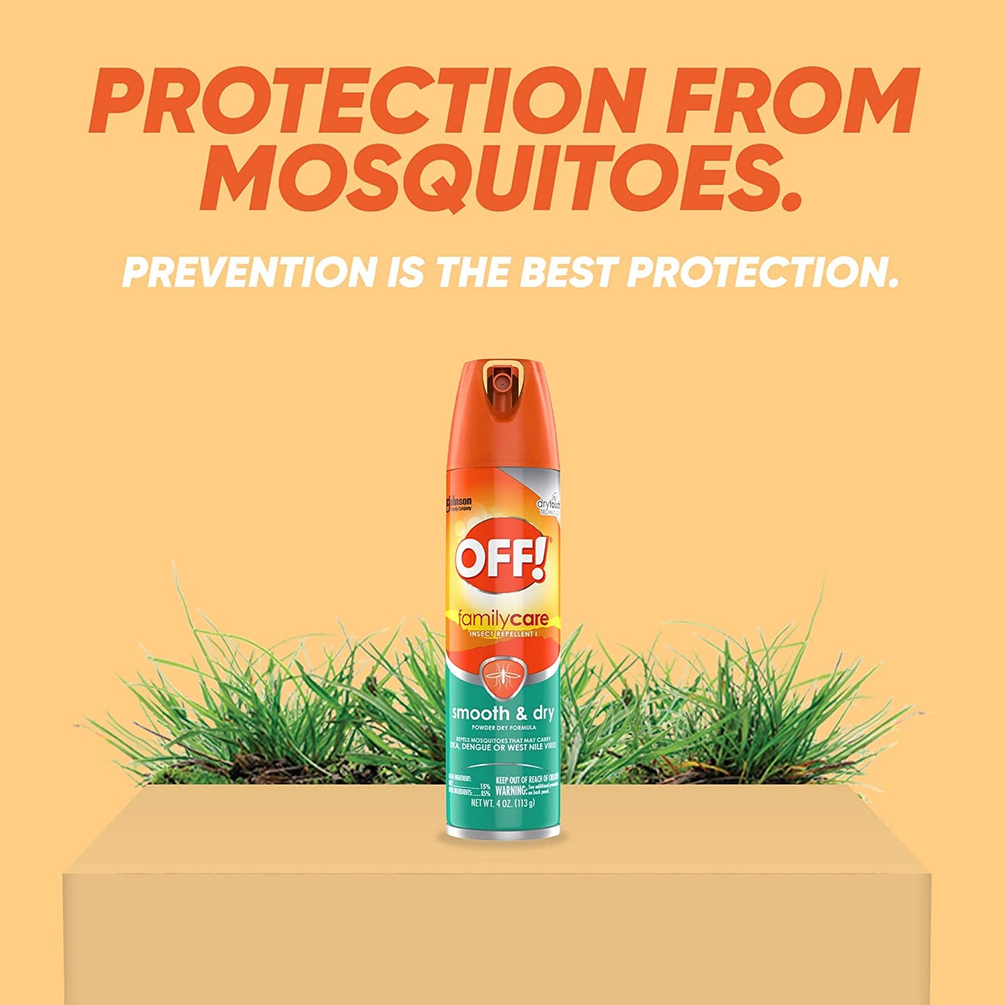 OFF! FamilyCare Insect & Mosquito Repellent Aerosol, Smooth and Dry Formula Bug Spray, Provides up to 6 Hours of Protection, 4 oz