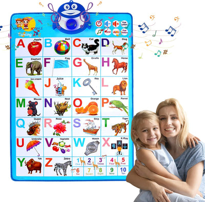 Interactive Electronic Alphabet Wall Chart, Talking ABC 123S Music Educational Poster for Kids, Preschool Learning Toys for Toddlers 1 2 3 4 5 Year Old Boys Girls Toy, Kid Birthday Gift