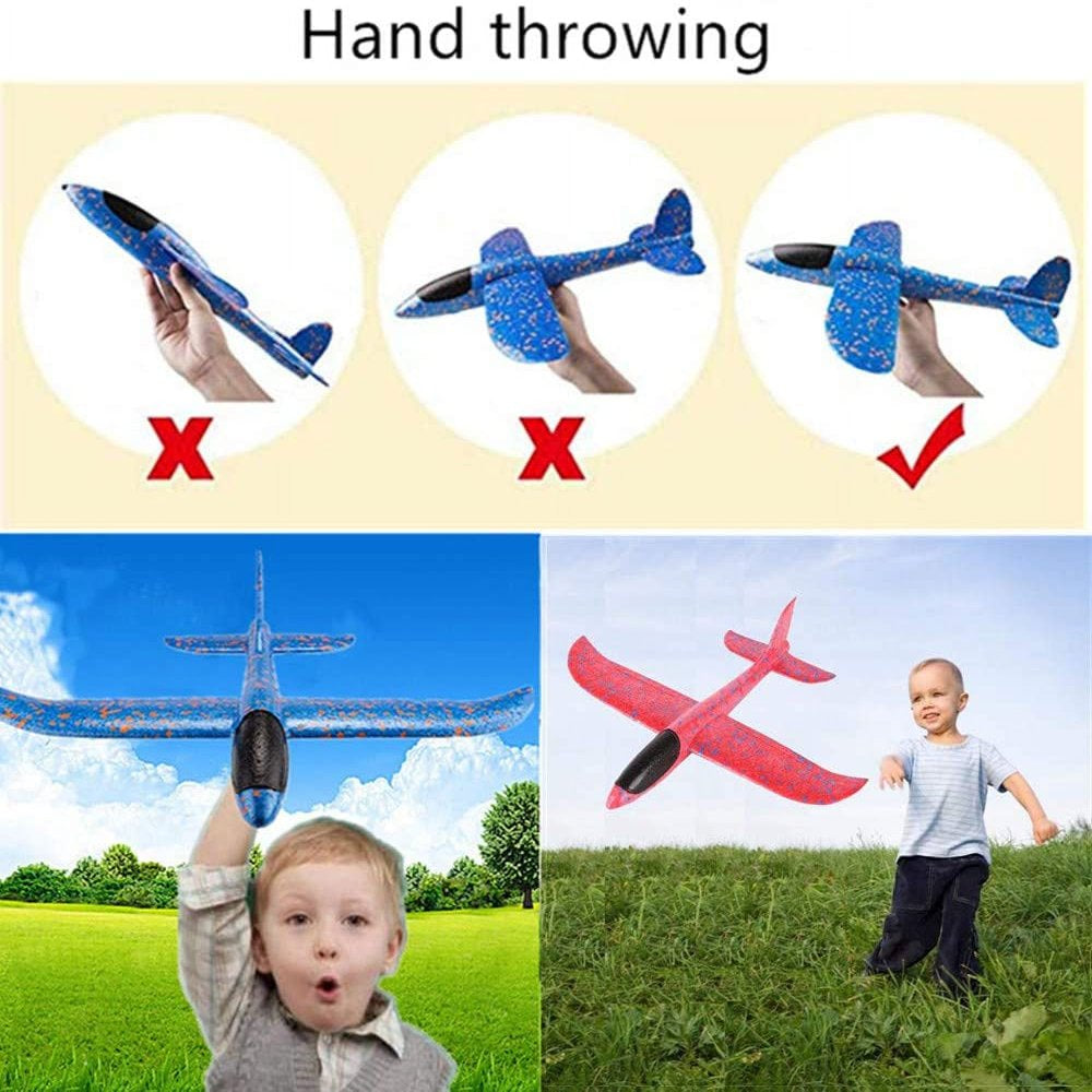 2 Pack Glider Plane Toys - 17.5" Large Throwing Foam Airplane