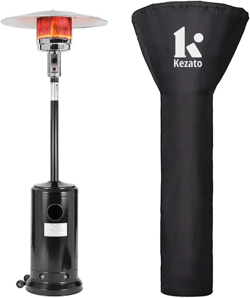 KT 46,000 BTU Propane Outdoor Patio Heater with Cover and Wheels for Residential or Commercial Use 87 Inches