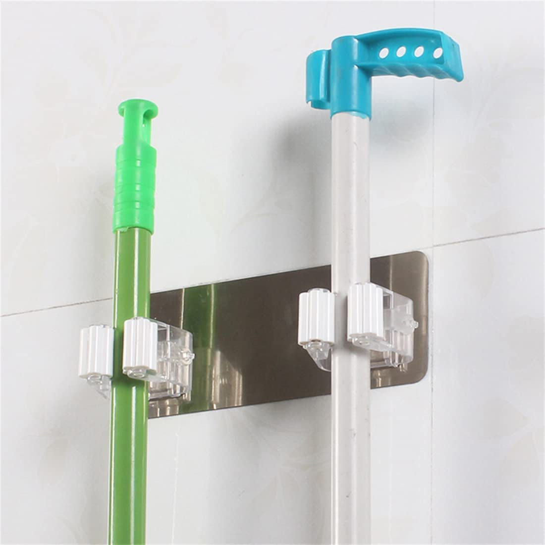 1pcs Command Broom Grippers Wall Mounted Mop Holder Brush Broom Hanger Storage Rack Kitchen Organizer Mounted Accessory Hanging Cleaning Tools Home Gadgets