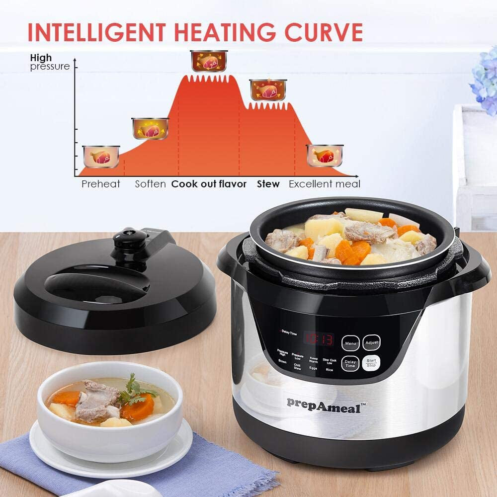 Kitility Cooker Prepameal 3 Quart Pressure Cooker 8 in 1 Multi Use Programmable Instan ...
