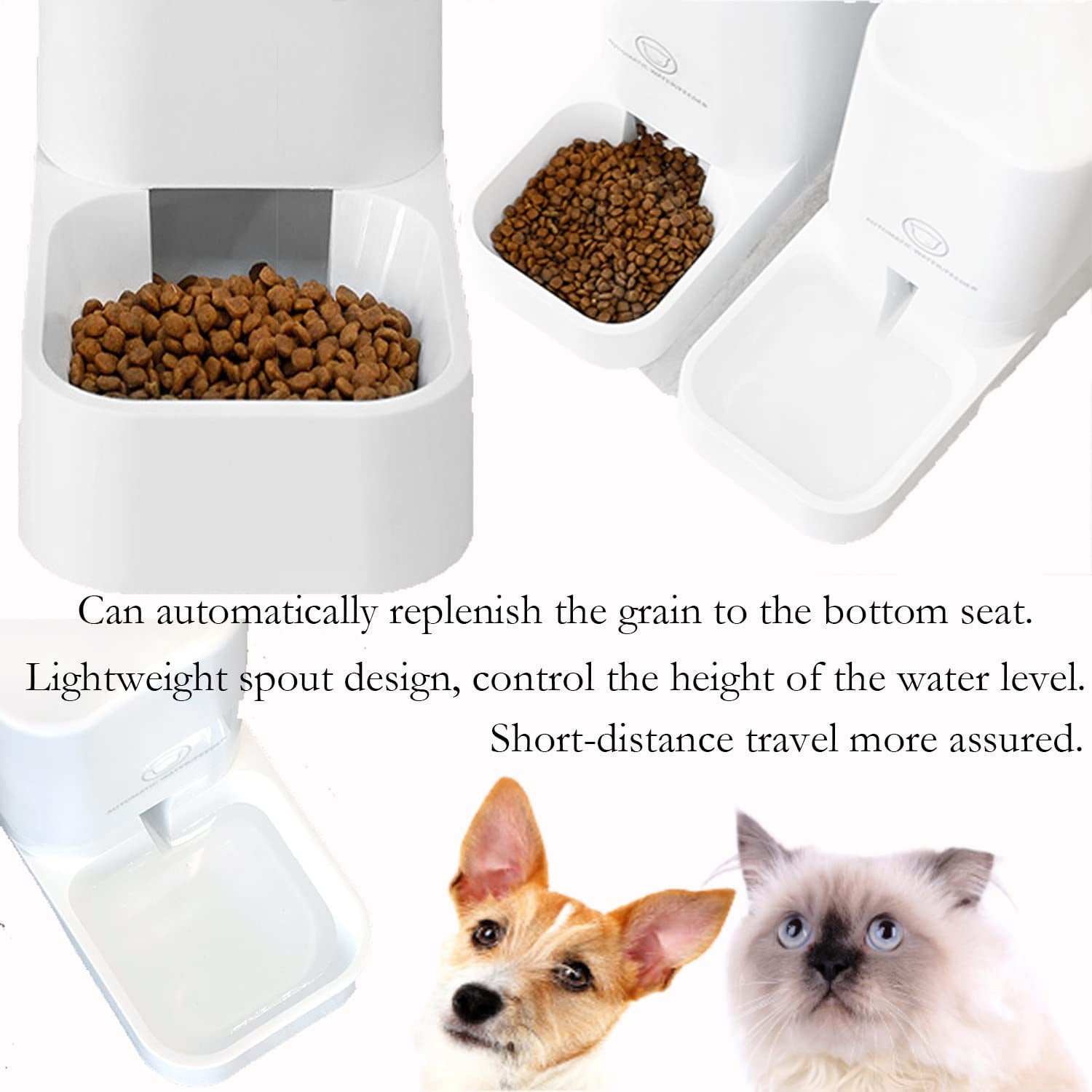 Cat or  Dog Feeder and Waterer Pet Self-Dispensing, Automatic Cat Feeders, Cat Food Dispenser, Gravity Food Feeder and Waterer Set with Pet Food Bowl for Small Medium Big Dog 