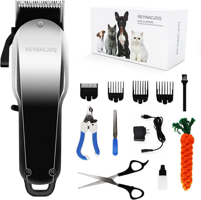 Dog Clippers for Grooming Low Noise Rechargeable Cordless Electric Quiet Hair Clippers with Scissors Nail Kits Set for Dogs Cats Pets