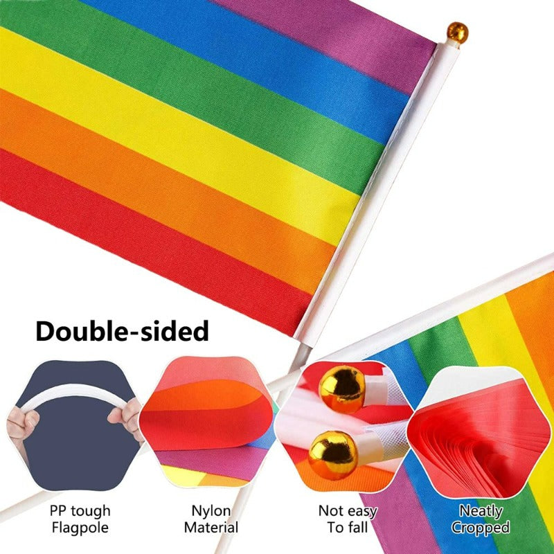 50 Pack Mini Pride Flag Small Lgbt Rainbow Flag Hand Held Stick Flags 