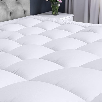 Utopia Bedding Quilted Fitted Premium Mattress Pad Queen Size - Pillow Top Mattress Topper - Elastic Fitted Fluffy Mattress Protector - Mattress Cover Stretches up to 16 Inches Deep -Machine Washable