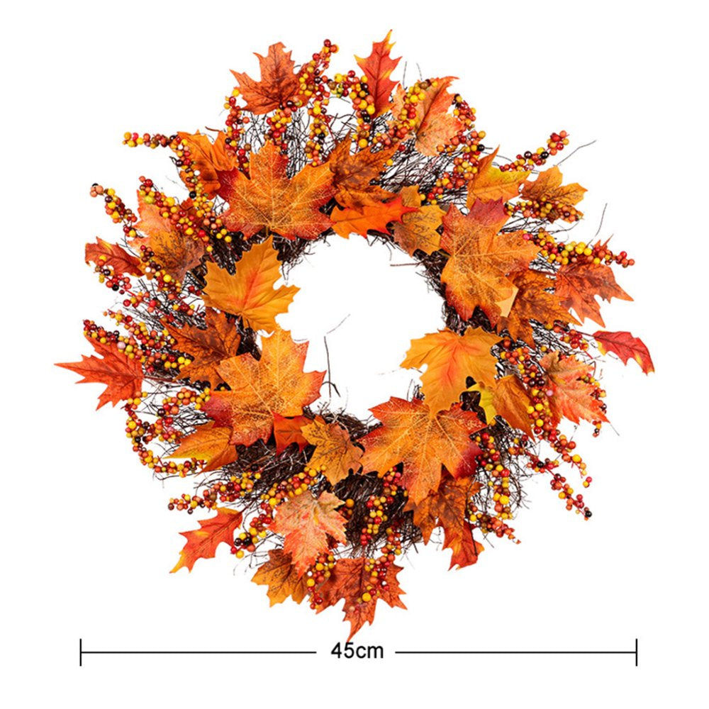 Fall Wreath, Artificial Fall Wreaths for Front Door Outside, Autumn Wreath Harvest Fall Door Wreath Thanksgiving Wreath for Home/Indoor/Outdoor