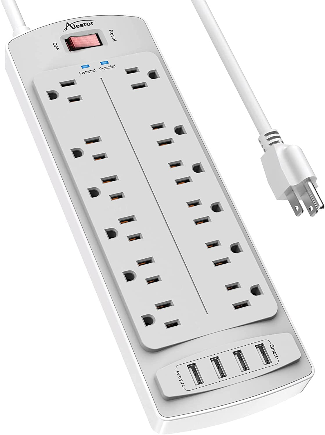 Power Strip, Surge Protector with 12 Outlets and 4 USB Ports, 6 Feet Extension Cord (1875W/15A), 2700 Joules, ETL Listed