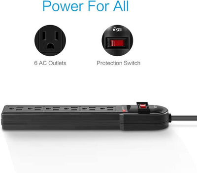 6-Outlet Surge Protector Power Strip 4-Pack, Overload Protection, 2-Foot Cord, 600 Joule