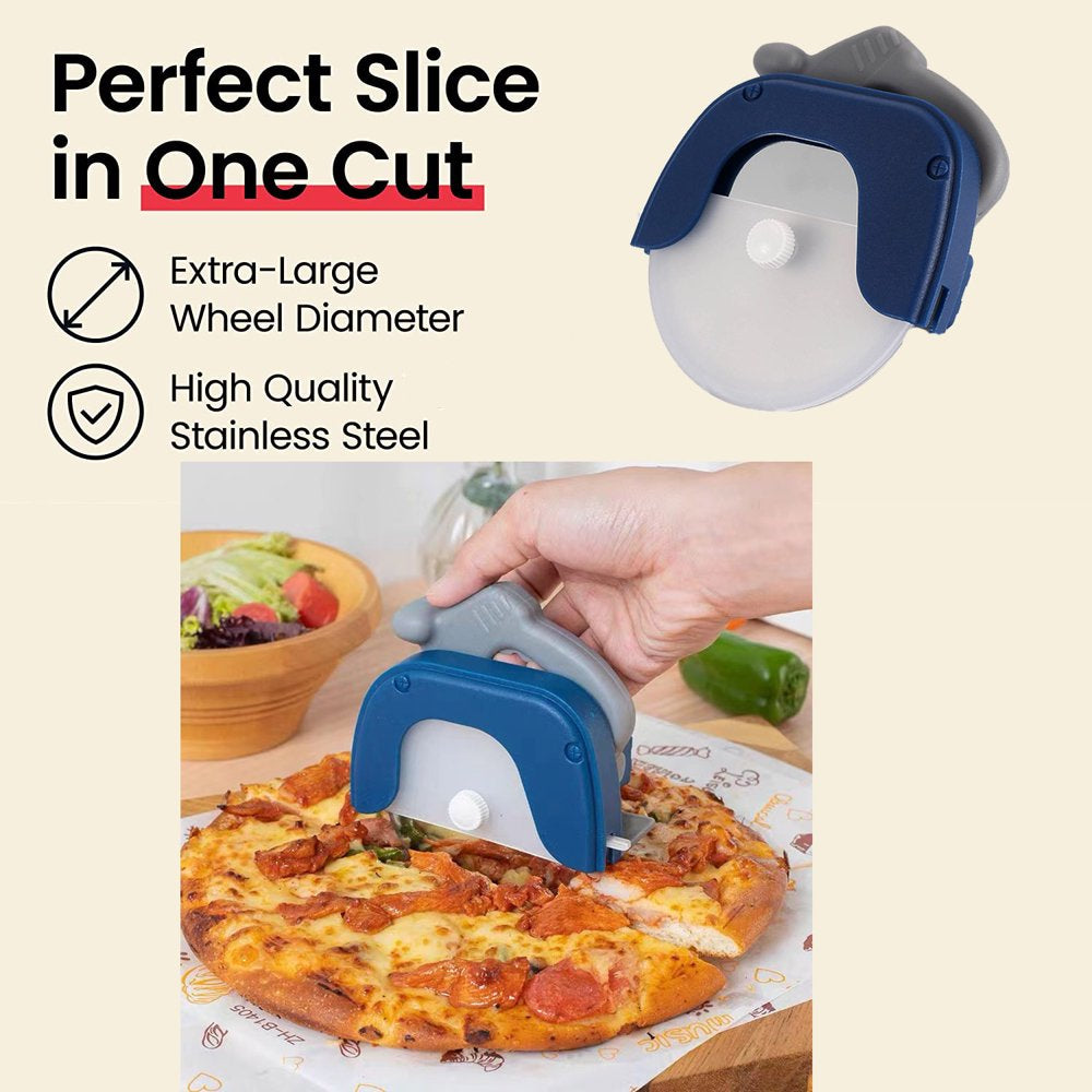  Pizza Cutter Wheel - Detachable Slicer W/Protective Blade Guard & Ergonomic Handle - Super Sharp and Dishwasher Safe Kitchen Gadget(Blue)