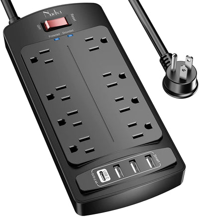 Surge Protector Power Strip , Extension Cord with 8 Outlets and 4 USB Ports, 6 Feet Power Cord (1625W/13A) , 2700 Joules, ETL Listed