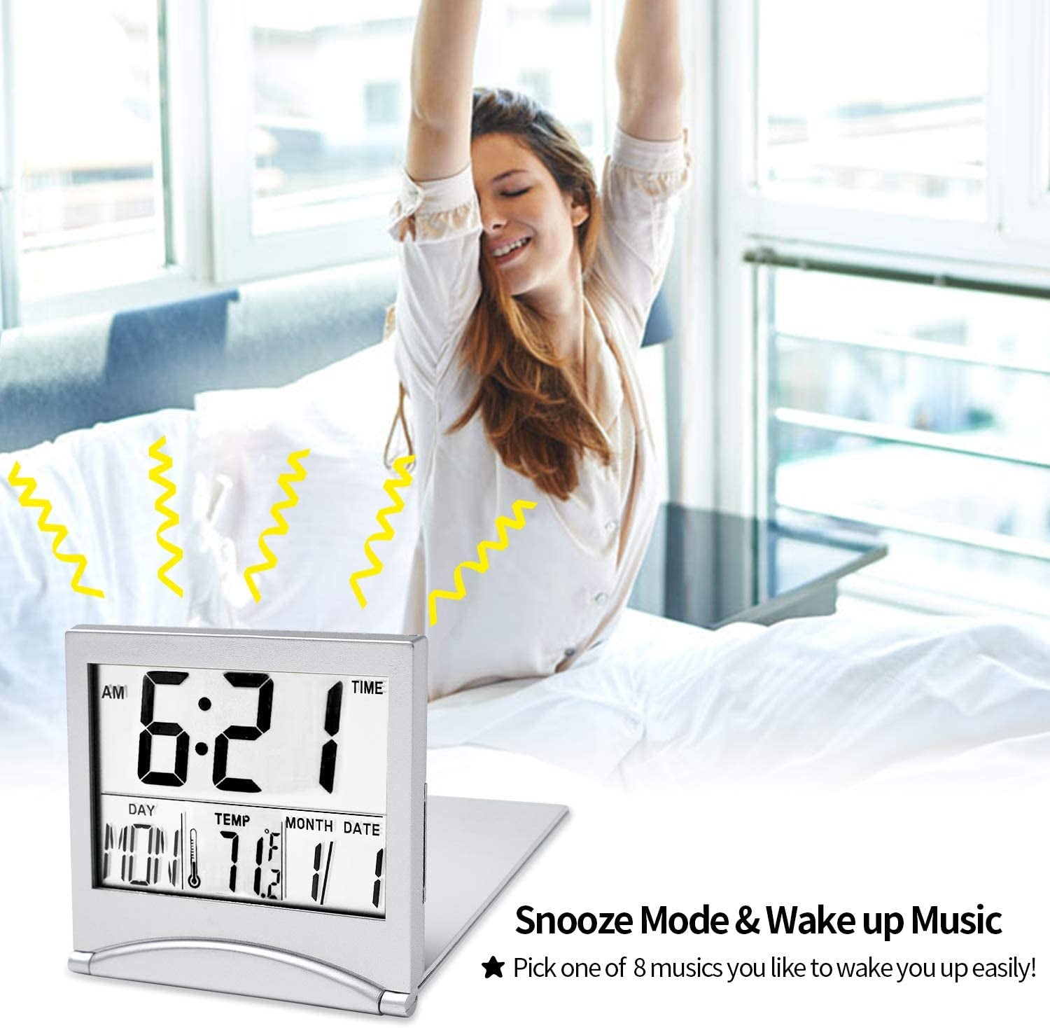  Digital Travel Alarm Clock Battery Operated