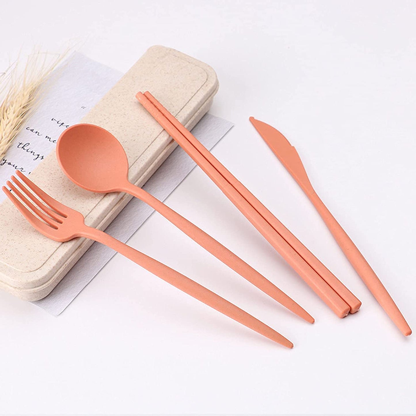 Plastic Travel Utensils, 4 Sets Plastic Spoons and Forks Set Plastic Silverware, Portable Reusable Utensils Set with Case for Lunch Box, Picnic, Travel, Camping