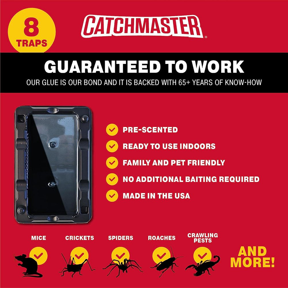 Catchmaster Mouse and Insect Glue Traps (8 Traps) Indoors Ready - Non-Toxic
