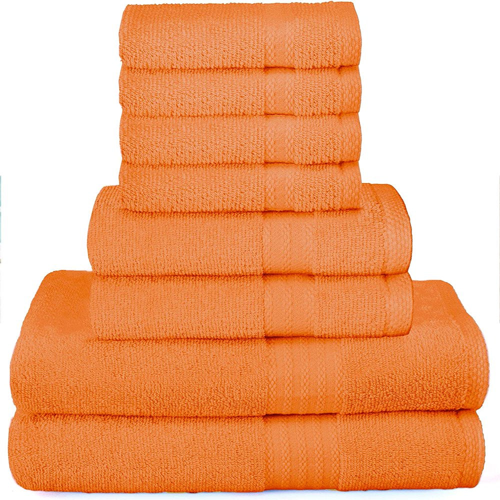 Ultra Soft 8-Piece Towel Set - 100% Pure Ringspun Cotton, Contains 2 Oversized Bath Towels 27X54, 2 Hand Towels 16X28, 4 Wash Cloths 13X13 - Ideal for Everyday Use
