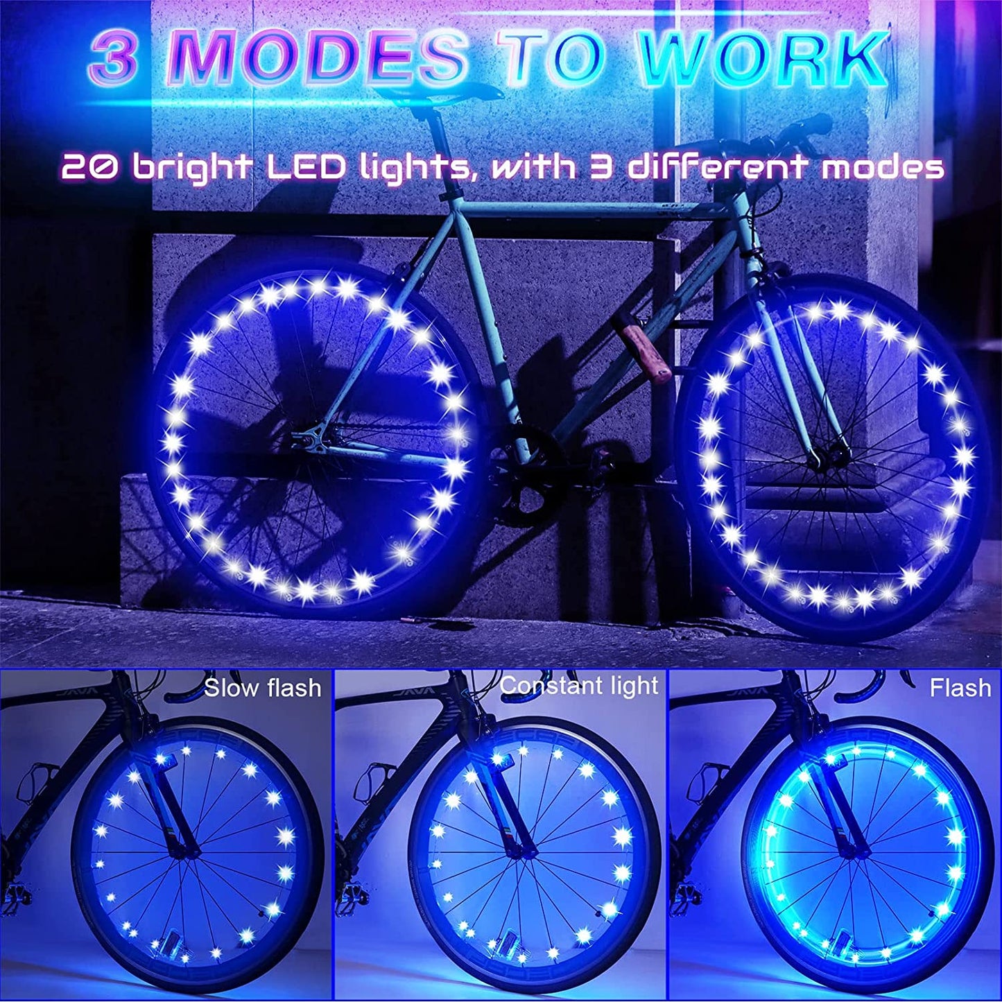  6 Pcs Tire Pack LED Bike Lights for Wheel Bicycle Spoke Lights Bright Blue Waterproof Bike Lights for Night Riding