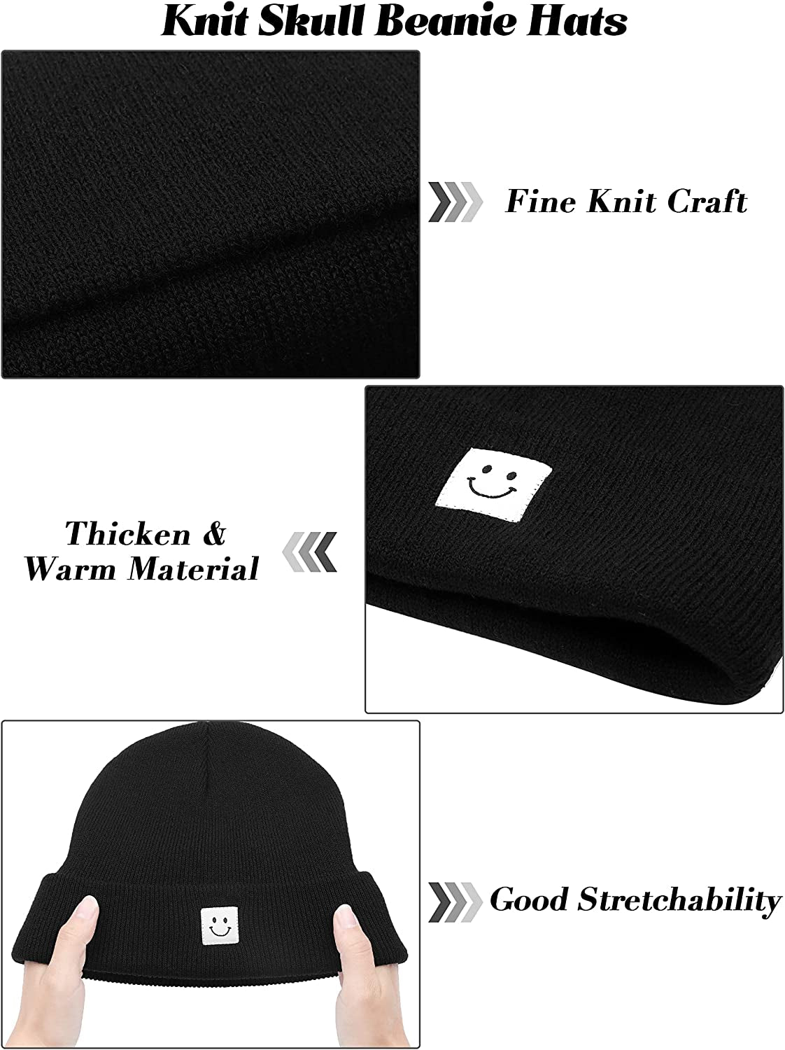 3 Pack Knit Skull Beanie Hats