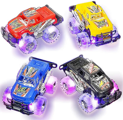 Light up Monster Truck Set for Boys and Girls by Artcreativity - Set Includes 2, 6 Inch Monster Trucks with Beautiful Flashing LED Tires - Push N Go Toy Cars Fun Gift for Kids - for Ages 3+