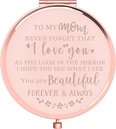  I Love You Mom, Rose Gold Compact Mirror Presents for Mom