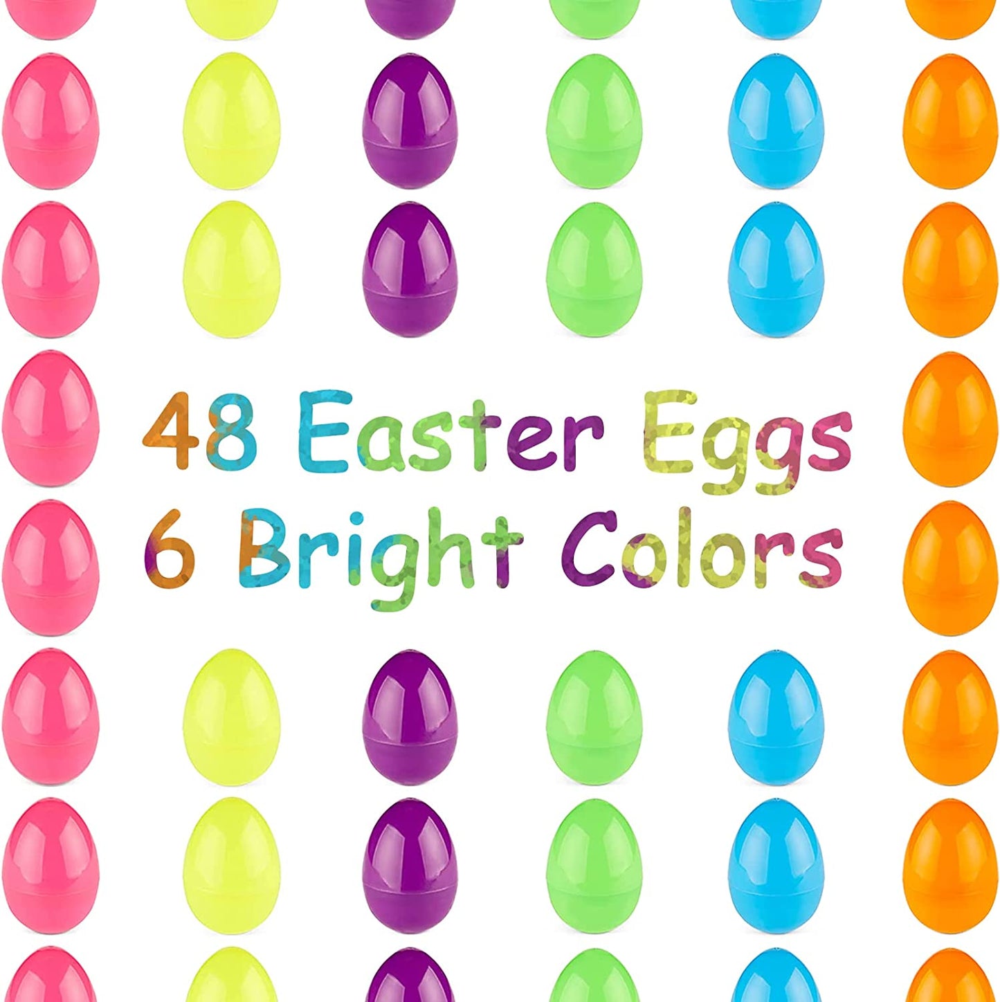  Fillable Colorful Plastic Easter Eggs 48 Pack 