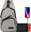 Crossbody Sling Backpack Sling Bag, Eeekit Backpack Crossbody Travel Bag for Men and Women, Console Joy-Cons and Accessories, Charge Your Phone via the Side USB Charging Interface (Grey)