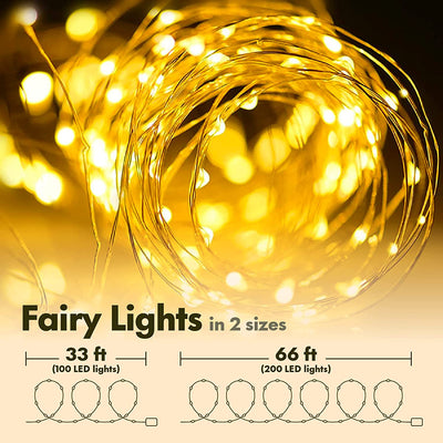 33FT 100 LED Silver Wire String Lights Fairy String Lights Battery Operated LED String Lights for Christmas Wedding Party Home Holiday Decoration