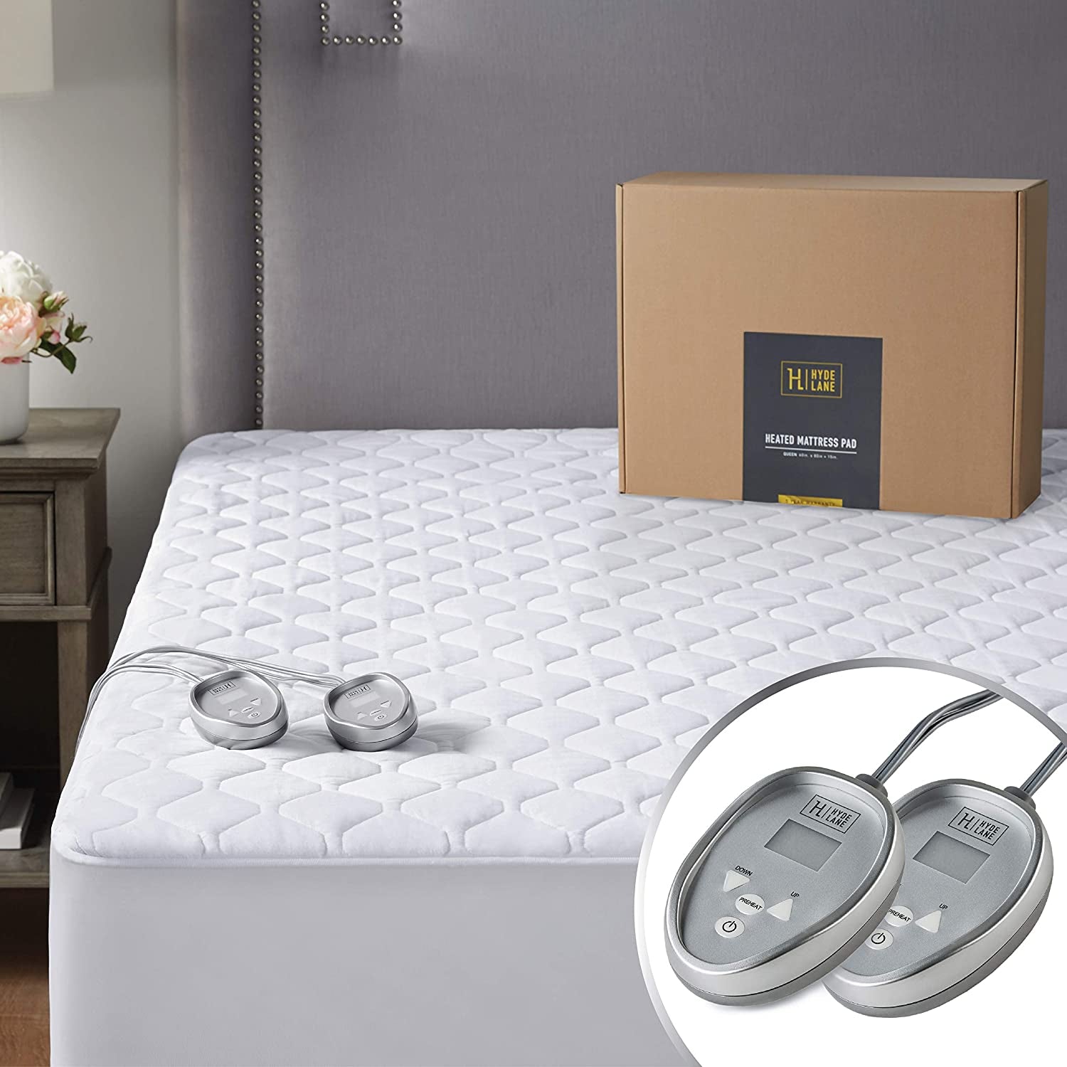 Premium Mattress Heating Pad King Size 78X80 Inch | Quilted Cotton Electrical Mattress Pad with 20 Heat Setting Dual Controller & Auto Shut off | Relieve Sore Muscles/Joints