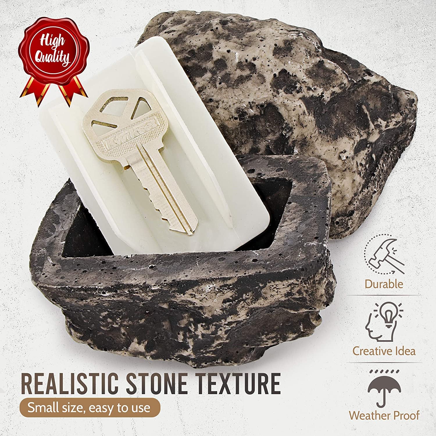  2Pc Hide-a-Spare-Key Fake Rock - Looks & Feels Like Real Stone - Safe for Outdoor Garden or Yard, Geocaching