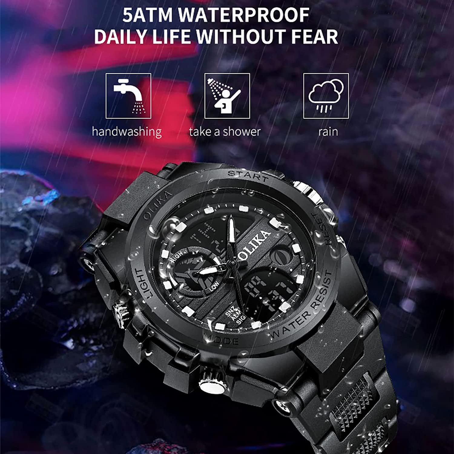 Men's Sport Watches Outdoor Military Waterproof Digital Watches - LED Backlight Date Multi Function Tactics Watch