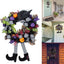 Halloween Wreath with Hat Legs Pumpkin Door Hanging Garland Front Door for Halloween Decorations