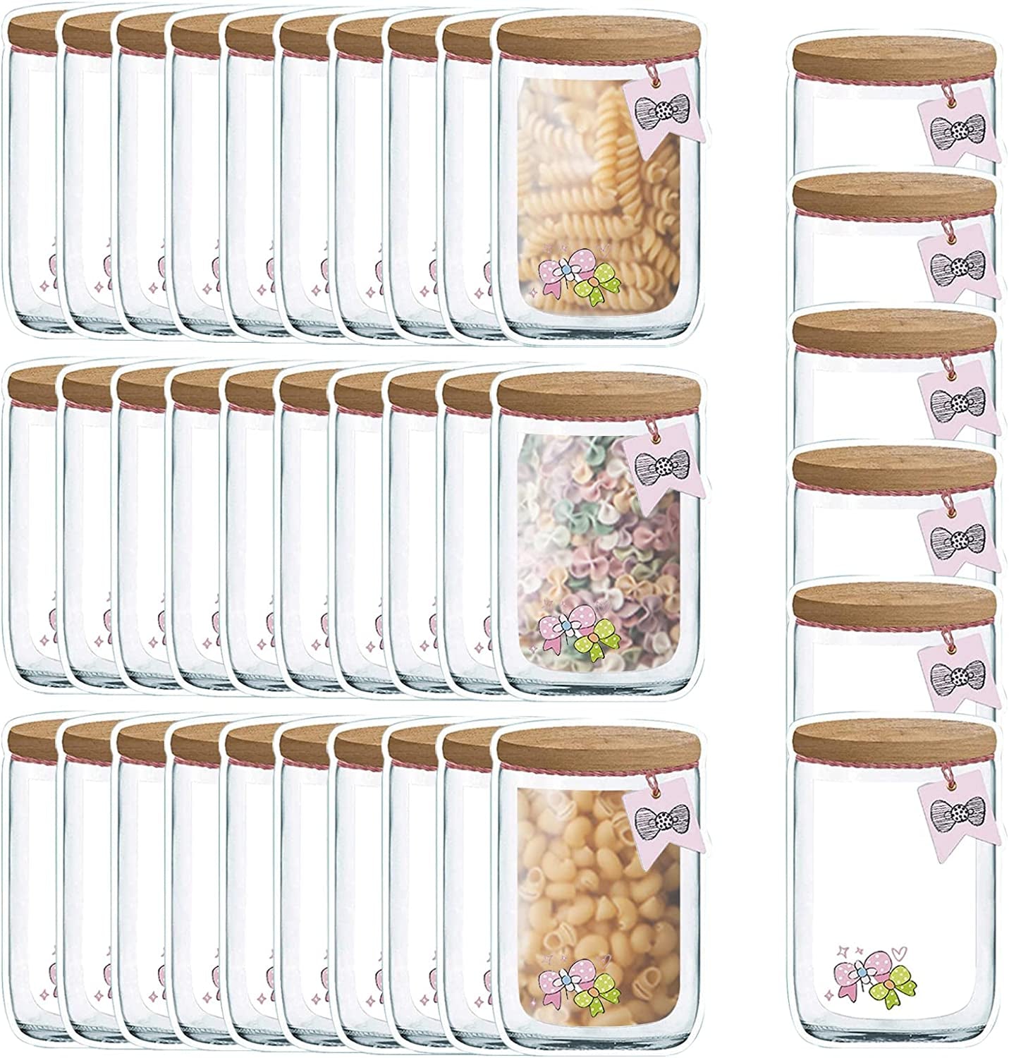 20 PCS Reusable Mason Jar Zipper Bags Mason Jar Bag Refrigerator Organizer Stand-Up Airtight Seal Saver Bags Food Storage Sandwich Bags for Kitchen Kids Snack