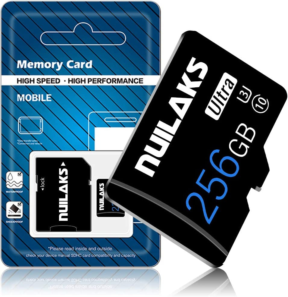 256GB Micro SD Card with Adapter SD Memory Cards (Class 10 High Speed), TF Memory Card for Smartphone Computer Game Console, GPS, Surveillance, Drone(256Gb)