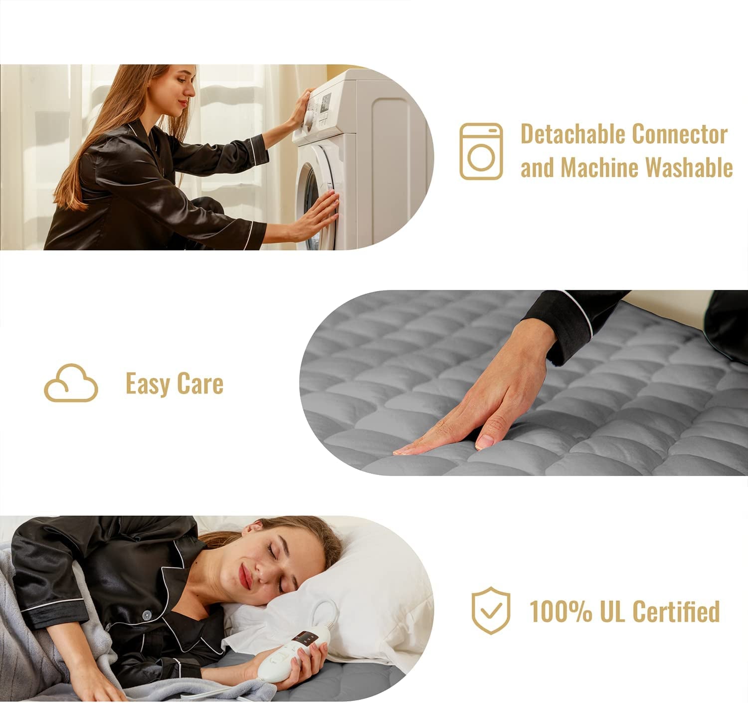 Heated Mattress Pad Adjustable Zone Heating with 8 Heat Settings Controller Quilted Electric Mattress Pad Fit up to 21 Inch