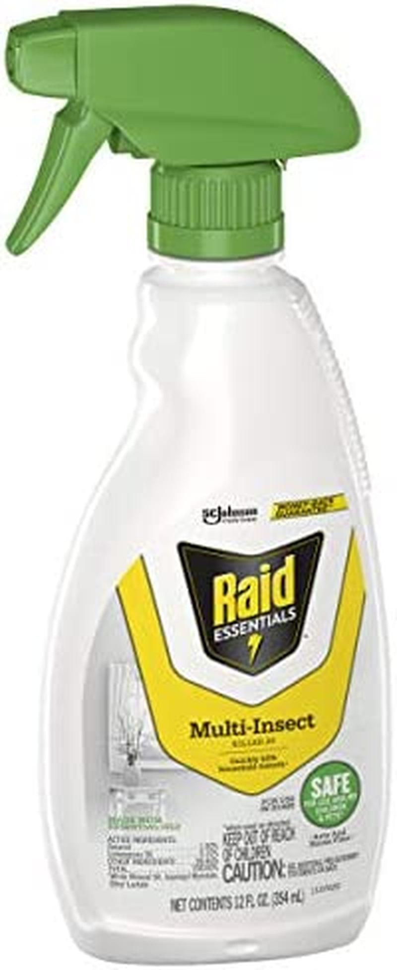 Raid Essentials Multi-Insect Killer Spray Bottle, Child & Pet Safe, for Indoor Use, 12 oz