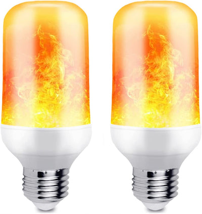 2-Pack LED Flame Light Bulbs, 4 Modes LED Flame Bulb Fire Light Bulb Realistic Flickering Flame with Upside down Effect, E26 Medium Base