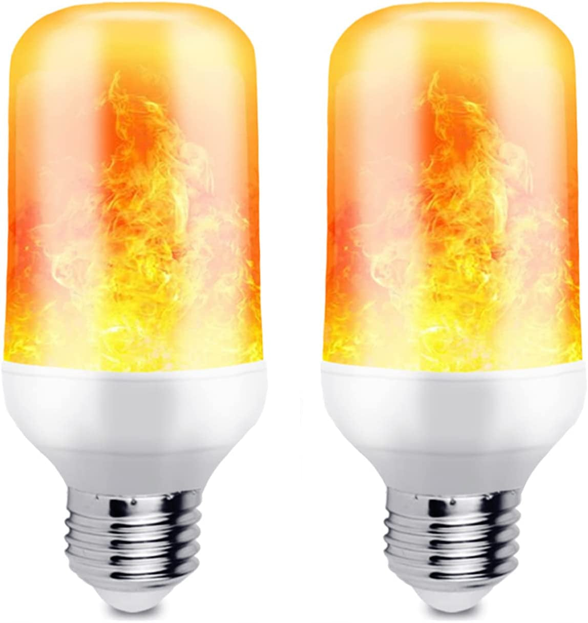 2-Pack LED Flame Light Bulbs, 4 Modes LED Flame Bulb Fire Light Bulb Realistic Flickering Flame with Upside down Effect, E26 Medium Base