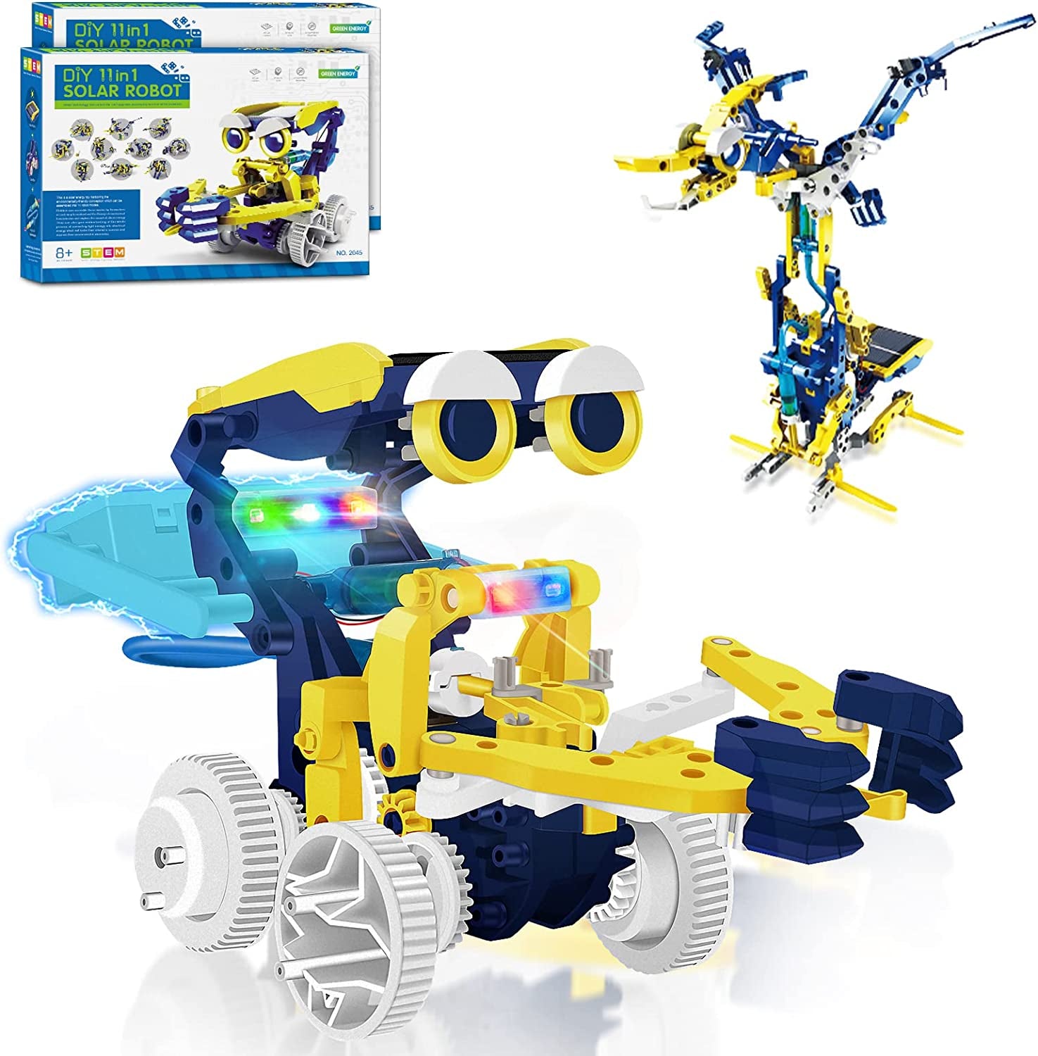 Projects for Kids Ages 8-12, Solor Robot Kits with Unique LED Light Educational Building Toys, Science Experiment Kit Gift for Boys 8 9 10 11 12 Years Old