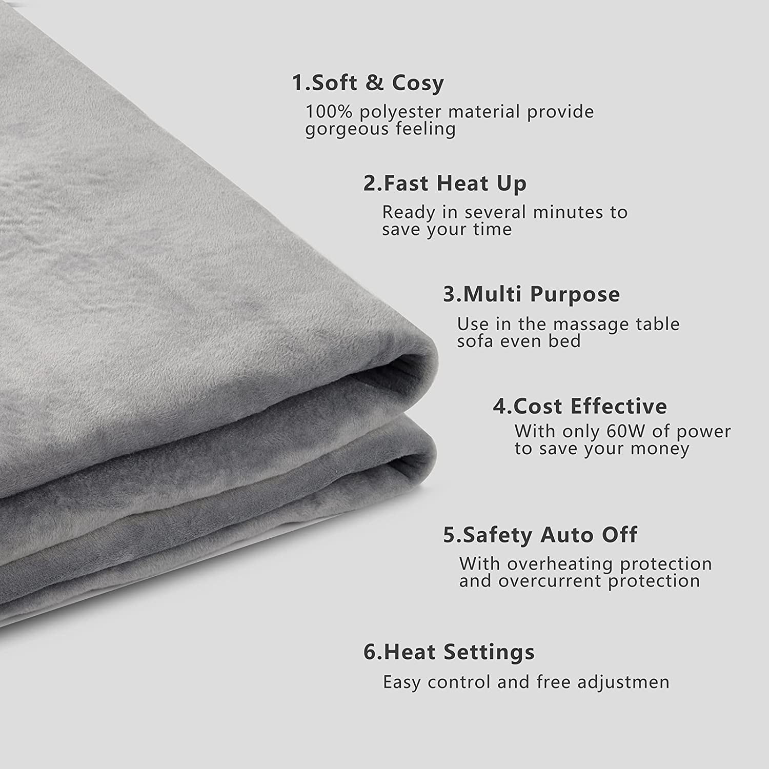 Mantuos Electric Heated Mattress Pad Single Control Twin Size,10 Heat Setting,Quilted Electric Mattress Pads Fit up to 15" with 1-12 Hours Auto Shut off (Gray, Twin(59"X47")) (Gray)