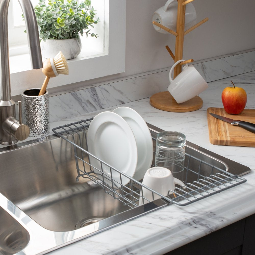 Kitchen Details over the Sink Dish Rack in Grey