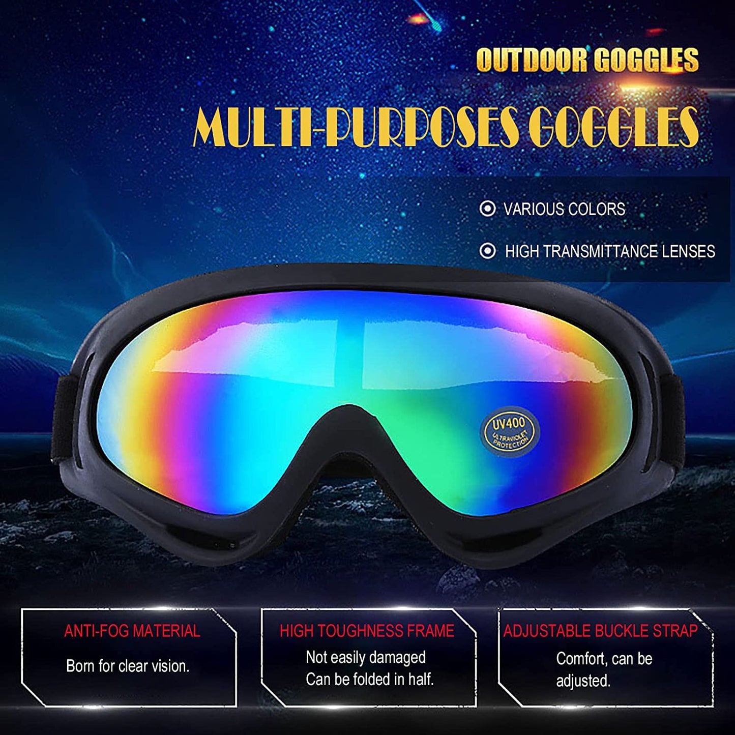 10 Packs Motorcycle Accessories, 5PCS Dirt Bike Ski Goggles Dustproof Windproof Safety Glasses and 5PCS Face Masks