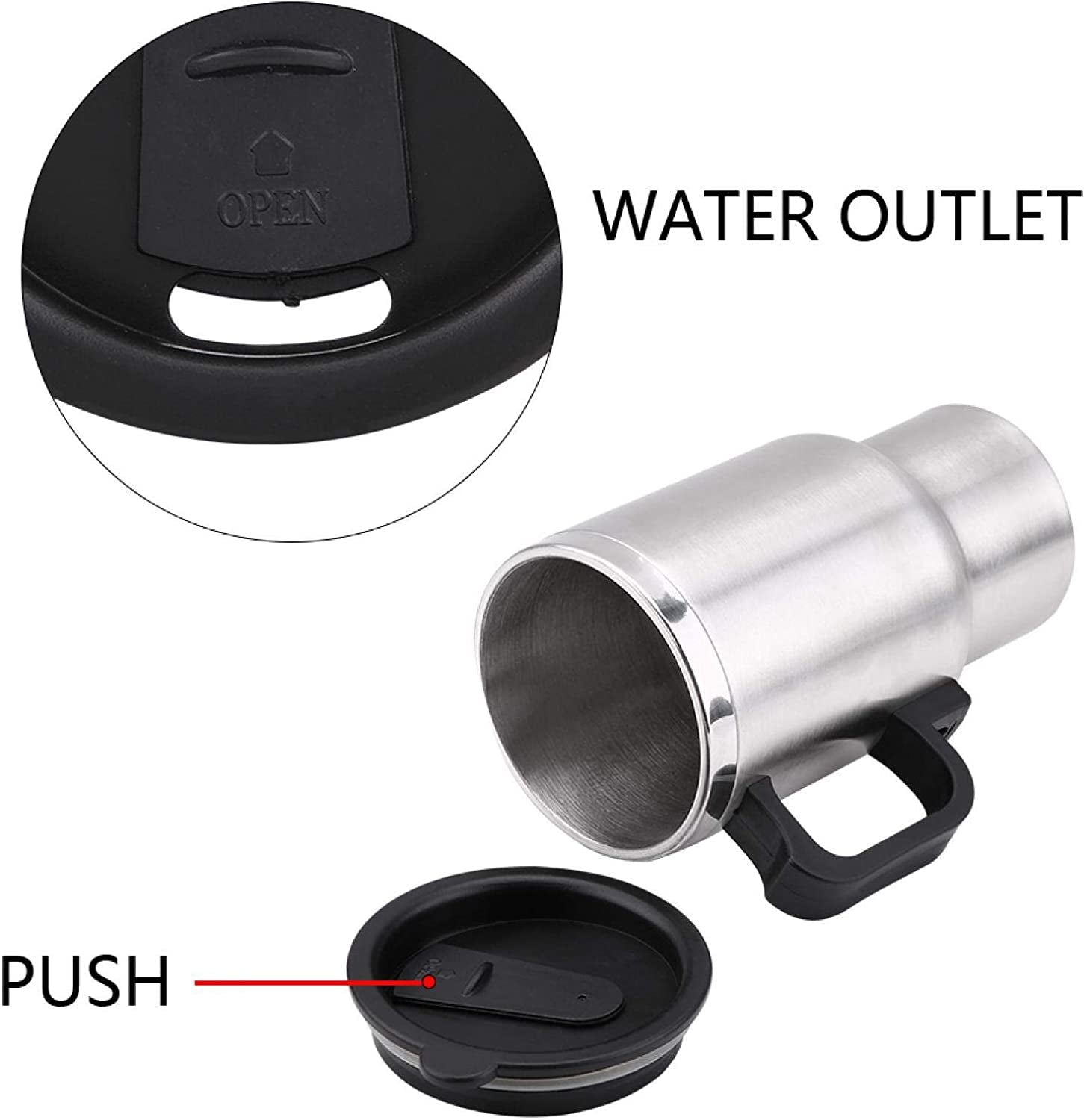 12V Car Kettle, Portable 450Ml Car Kettle Boiler Stainless Steel Electric Kettle Heating Travel Cup Coffee Mug, Electric Teapot Quick Boiling
