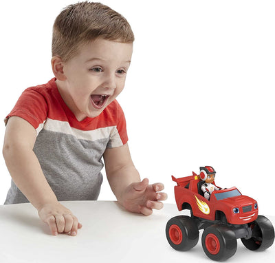 Fisher-Price Blaze and the Monster Machines Blaze & AJ, Large Push-Along Monster Truck with Poseable Figure for Preschool Kids Ages 3 and Up