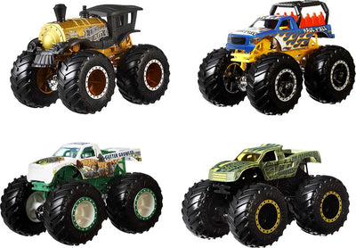 ​Hot Wheels Monster Trucks 1:64 Scale 4-Pack with Giant Wheels Gift Idea for Kids 3 to 6 Years Old [Sytles May Vary]