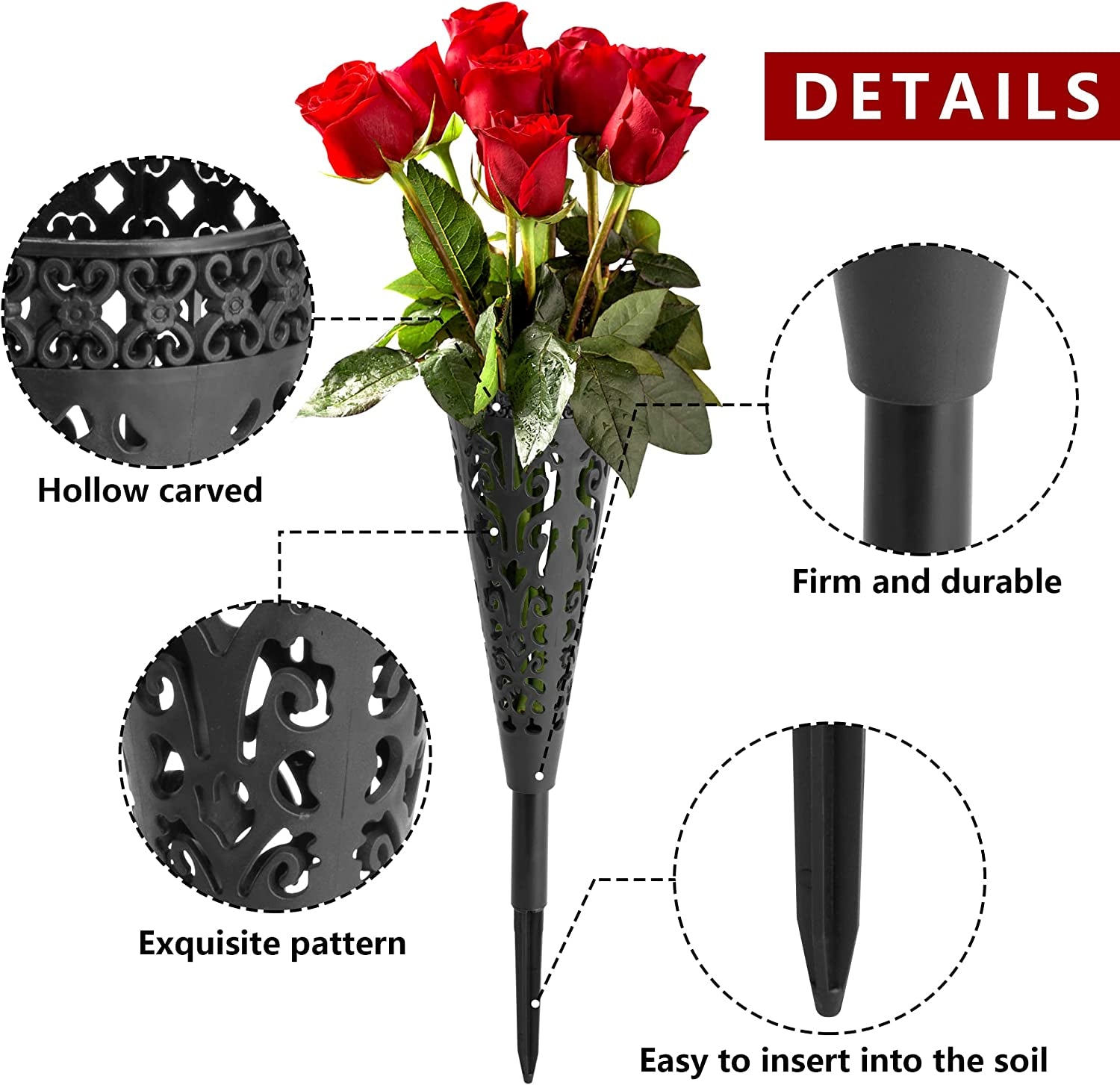 6 pcs Grave Vase,Memorial Floral Vase 