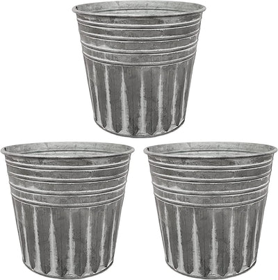 Set of 3 Metal Basket Bucket Farmhouse Planters